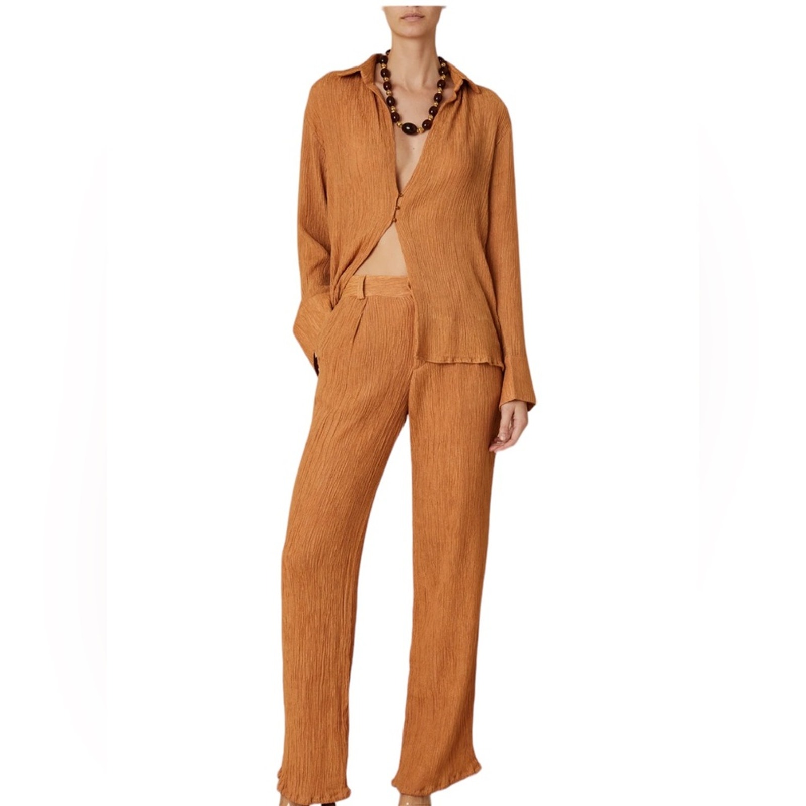 Savannah Morrow The Label Avisa 2 Button Up Top Shirt In Sandstone Nwt Xxl — image 4 of 7